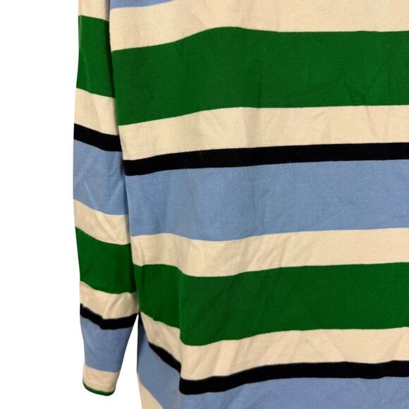 Talbots Plus Womens Green Blue Wide Stripe 100% Cotton Top Shirt sz X / 0X - Picture 12 of 16